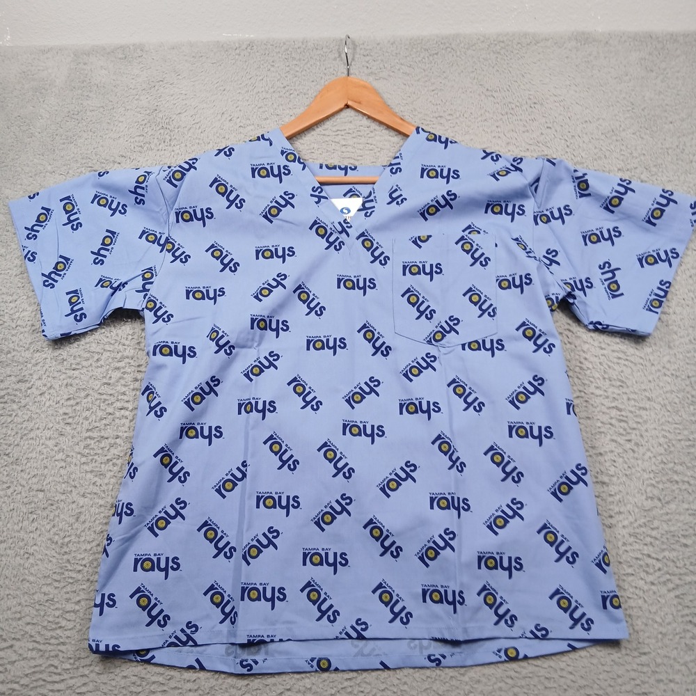 Tampa Bay Rays Scrub Top Men's L Blue‎ MLB Baseball Nurse Medical Shirt Spectrum
